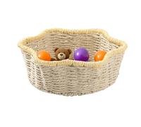 Cestino Portafrutta Intrecciato, Vassoio Decorativo in Rattan Sintetico per Tavolo, Porta Frutta Rustico Intrecciato Per Tavolo Sala da Pranzo Dispensa Soggiorno Matrimonio Pasqua Natale