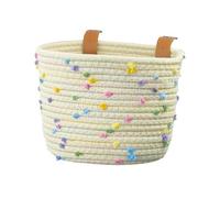 Cestino portaoggetti anteriore per bicicletta, 21 cm, in corda di cotone intrecciato a mano, design ispessito con cinghie regolabili, supporto sicuro per bici per gli appassionati di ciclismo, facile