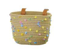 Cestino portaoggetti anteriore per bicicletta, 21 cm, in corda di cotone intrecciato a mano, design ispessito con cinghie regolabili, supporto sicuro per bici per gli appassionati di ciclismo, facile