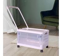 Cestino portaoggetti con ruote e maniglia di traino. Contenitore per