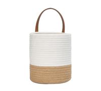 Cestino portaoggetti da appendere, da parete, realizzato a mano, in corda di cotone, 16 x 18 cm, design con maniglia, utile utile per risparmiare prezioso flholder | per la disposizione del bagno