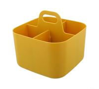 Cestino portaoggetti impilabile in plastica con manico, per casa e ufficio, per riporre prodotti per la pulizia, materiali artigianali, cosmetici e beni quotidiani (giallo)
