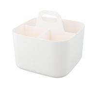Cestino portaoggetti impilabile in plastica con manico, per casa, ufficio, dormitorio, bagno, cucina, lavanderia e ripostiglio, colore: bianco