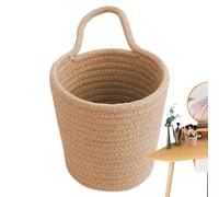 Cestino portaoggetti in corda di cotone - Cestino da parete con manico | Contenitore organizer sospeso intrecciato a mano, secchio multiuso per contenere piccoli oggetti, chiavi, portafoglio, occhiali