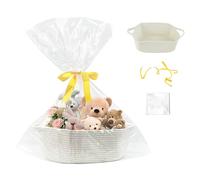 Cestino Portaoggetti In Corda Di Cotone Con Manici, Cesti Regalo Vuoto Con Sacchetti Regalo E Fiocchi, Cesta Porta Oggetti, Cesta Giochi, Cesto Regalo Per Baby Shower, Compleanno, Matrimonio, Pasqua