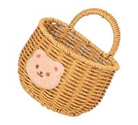 Cestino portaoggetti in finto rattan, con piccoli fiori, robusto e portatile, resistente e da montare a parete