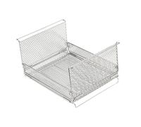 Cestino portaoggetti in metallo, pieghevole, impilabile, per frigorifero, dispensa, armadio, cucina, 35,5 x 25 x 18 cm, argento