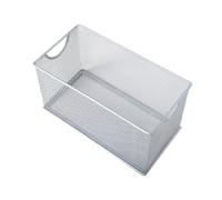 Cestino portaoggetti in rete metallica con design aperto per CD, cucina, bagno, dispensa, garage, armadio, 27 x 14 x 15 cm, argento