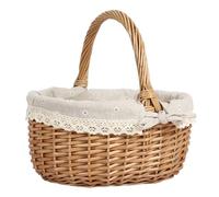 Cestino portaoggetti in vimini Cesto regalo per picnic all ' aperto con fodera lavabile per uova, frutta o fiori Contenitore per pane con frutta e verdura facile da trasportare