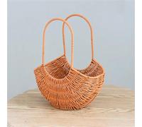 Cestino portaoggetti intrecciato a mano con fiori e verdure, cestino da picnic in rattan, per snack, pane, picnic, scrivania, organizer 2
