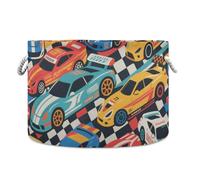 Cestino portaoggetti per auto da corsa carino a colori cartone animato pieghevole e impermeabile contenitore per giocattoli con manico robusto mini contenitori per bagno lavanderia bambino