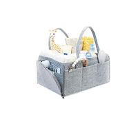 Cestino Portaoggetti per Neonati, Borsa in Feltro Baby Diaper Caddy Porta Pannolino Organizzatore con Scomparti, Portatile Fasciatoio Nursery Cestini, Sacchetto per Salviette, Grigio