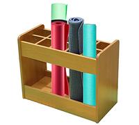Cestino portaoggetti per tappetino yoga con pavimento in legno, ripiano porta tappeti/tappeti per bambini a 10 scomparti, espositore per casa/asilo nido/studio di yoga (Colore: Naturale, Dimensioni: