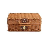 Cestino Portaoggetti per Valigia in Rattan, Valigia in Vimini in Plastica Retrò, Contenitori per Ricezione in Salice Intrecciato a Mano con Manici, Contenitori in Vimini Rustici, Cestino da(#3)