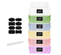 Cestino Portaoggetti Pieghevole,Impilabile Cassette Plastica,Cassetta Pieghevole in Plastica,Cassette Plastica Pieghevoli per La Cucina,Bagno,Ufficio (6 Colori, 15×10×6cm)