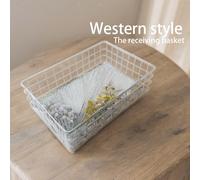 Cestino portaoggetti rettangolare in filo metallico, cestino a rete per