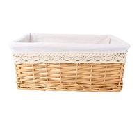 Cestino Portaoggetti Rettangolare in Vimini Fatto A Mano 40x30x16cm Con Fodera Rimovibile Cesto Per La Biancheria Intrecciata