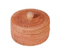 Cestino portaoggetti rotondo in rattan, scatola in rattan con coperchio, scatola portaoggetti intrecciata a mano for scrivania, cucina, snack, organizer for chiavi