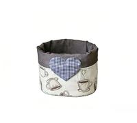 Cestino Portaoggetti Rotondo in Tessuto con Decorazione, Porta Capsule Caffè, Porta Pane e porta cialde, Multiuso, 20cm (Dis. 4)