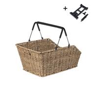 Basil Cento Rattan Look MIK - Cestino per bicicletta posteriore, 22 l, marrone naturale, resistente alle intemperie, con sistema MIK bloccabile