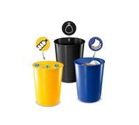 Cep, Cestino raccolta differenziata, 40 L, giallo/blu/nero, set 3 pezzi - multicolore polipropilene 1013331451