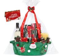 Cestino regalo di Natale vuoto, cesto regalo, cestino intrecciato a LED, per regali con sacchetti regalo, nastri, cestello regalo vuoto per compleanno, baby shower, matrimonio, raccolto, ideale per lo