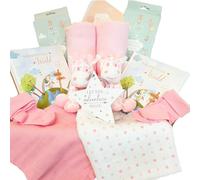 Cestino regalo per bimba, con giraffe rosa, per baby shower, regalo per mamma, gemelle