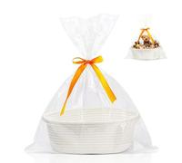Cestino Regalo Vuoto, Cestino Intrecciato per Regali, Cesto Vimini Cesta Giochi Bambini,Grandi Cestini Vuoti con Sacchetti Regalo E Nastri per Baby Shower, Compleanno, Matrimonio, Ringraziamento