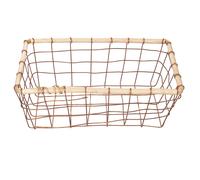 Villa d'Este Home Tivoli Cestino rettangolare piccolo 25x16 cm in ferro e legno, La Cucina