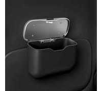 Cestino Rifiuti Auto ABS, Tenuta Stagna per Liquidi(Black) | Design elegante PU, coperchio cromato, vassoio stabile per telefono e chiavi, organizzazione veicolo
