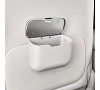 Cestino Rifiuti Auto ABS, Tenuta Stagna per Liquidi(White) | Design elegante PU, coperchio cromato, vassoio stabile per telefono e chiavi, organizzazione veicolo
