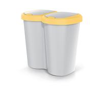 Cestino rifiuti Compacta B Duo 40 L Prosperplast giallo e cenere
