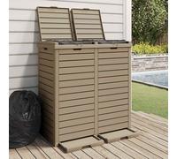 vidaXL Cestino Rifiuti Esterno Marrone Chiaro 78x41x86cm Polipropilene