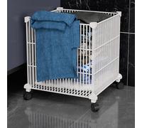 Cestino Rolling Rolling Rolling, Cesto di Lavanderia di Grandi Dimensioni, griglia di Cesto di Cesto Sporco, Staffa di Rinforzo, per Soggiorno, Bagno, Armadio (Bianco)