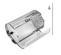 Cestino rotante per barbecue, friggitrice ad aria, cestino per friggitrice ad aria, in acciaio inox, cestino per friggitrice ad aria, cestino rotondo per cottura di noci, chicchi di caffè, barbecue