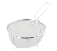 Cestino rotondo in filo metallico per cucinare facilmente, con manico rimovibile in acciaio inox per la sicurezza alimentare (20 x 20 cm)