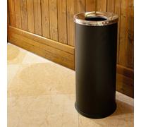 Cestino rotondo nero con foro 25x h 61 cm dimensioni ø25,8 x 60 cm, peso 4,5 kg bidone interno 18 L con maniglia per lo svuotamento per uso interno ed esterno nero