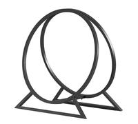 Cestino rotondo per legna da ardere, per stufe a legna, in metallo, per interni ed esterni, robusto cesto in legno, nero