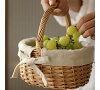 Cestino Salice Tessuto Multiuso con Manico per Bambini Giocattoli e Trasporto Pi