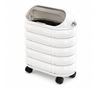 Cestino Sottile Per Bagno Con Ruote, Bidone Stretto Su Ruote Con Coperchio, Design A Doppio Scomparto Con Sacco Nascosto, Cestino Impermeabile Per Bagno, Lavanderia E Toilette(White)