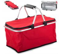 Cestino Termico Picnic, Pieghevole Portatile Pranzo Aperto, Cesto Gite Mare Montagna Parco, Caldo Freddo Alimenti Bevande Lungo, Comfort Maniglie Cerniera Fondo Rigido Anti Scivolo (ROSSO FUOCO)
