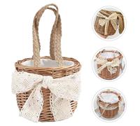 Cestino Vimini Piccolo Matrimonio Fiore Ragazza Intrecciato Di Rattan