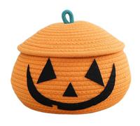 Cestino Zucca Halloween - Cotone Tessuto, Design con Coperchio, Decorazione Festiva | Cesto portaoggetti per Calzini Biancheria Intima Giocattoli Scrivania Halloween
