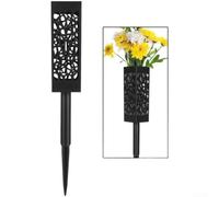 Cesto a cono per fiori da giardino per esterni, decorazione per tombe, in plastica robusta, con fori di drenaggio e punte lunghe per terreno del prato, colore nero, 28,2 x 6 cm, confezione singola (2