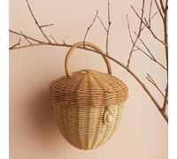 Cesto a forma di funghi in rattan intrecciato a mano, cestino da portata in vimini con noci in stile cartone animato carino per esterni (1#)