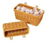 Cesto appeso, 2 pezzi di cestini da parete intrecciati in stile boho con foro per appendere frutta e verdura, portafrutta in rattan, cestini da parete intrecciati, da cucina appesi