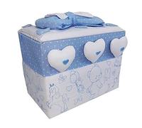 Cesto Baule Nascita Ricamone Porta prodotti azzurro