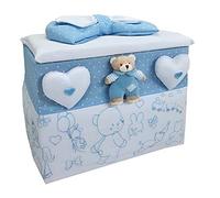 Cesto Baule Nascita Ricamone Porta prodotti Azzurro con orsetto