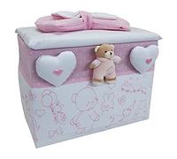 Cesto Baule Nascita Ricamone Porta prodotti Rosa con orsetto