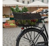Cesto Bici Posteriore in Finto Vimini Grande Capacità per Pendolarismo,